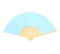 ZUWIJEQ 1pcs Éventail Pliant Chinois Portable à Main, Eventails en Papier Bleu clair, éventails pliants en bambou faits à la main, Ventilateur de Poche pour Décoration, cadeau de mariage, fête, maison
