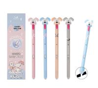 ZUWIJEQ 4 Pcs stylos à encre gel effaçable Stylo effacables stylo gomme noir thermosensible stylos à bille à encre gel pour enlever l'encre sans consommer la feuille pointe de 0,5 mm, chiot