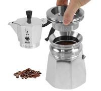 ZUWIT Pilon à café pour cafetière moka de 4 à 6 tasses, ensemble d’entonnoir de dosage en acier inoxydable 304, niveleur et répartiteur de café compatible avec cafetière moka espresso sur cuisinière