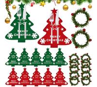 Zuxbolf 12 PCS Porte-couverts de Noël en Feutre, 12PCS Ronds de Serviette de Noël, Sacs à Couverts pour Sapin de Noëls Porte Couvert Noële Table Decoration pour Fourchettes Cuillères Vaisselle