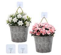 Zuxbolf 2 Pièces Pots de Fleurs à Suspendre, Jardinières Murales Porte-jardinière Semi-Circulaire Pots de Fleurs à Suspendre Rétro Métal avec 4 Crochet, Décoration Murale pour Intérieur Balcon