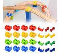 Zuxbolf 28 Pièces Adaptateurs pour Trains en Bois, Connecteurs de Rails en Plastique Adaptateurs de Raccordement de Voie en Bois Rallonge Train pour Circuit Boise pour Rails (3 Types)