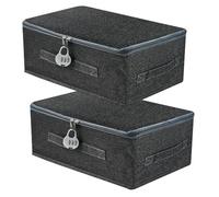 Zuxbolf 2PCS Boîte de Rangement Verrouillable avec Couvercle, 30*20*14cm Boîte Pliables avec Couvercle et Poignées Bac de Rangement Rectangulaire en Tissu pour Placards, Vêtements, Penderies, Jouets