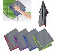 Zuxbolf 4PCS Chiffon de Nettoyage en Microfibre, Chiffon Magique Microfibre Carbone Torchon de Nettoyage Torchons Lavette Microfibres Ménage Plus Doux pour Maison, Cuisine, Voiture, Fenêtres 40 x 50cm