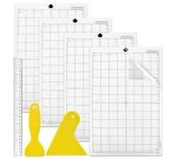 Zuxbolf 4PCS Tapis de Découpe, Tapis de Coupe Adhésifs de Rechange 33.6 x 22.5CM PVC Transparent Cutting Mat Planche de Découpe Couture avec 2 Grattoir, 1 Règle Compatible avec Silhouette Cameo