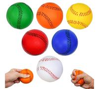 Zuxbolf 6 Pièces Boule Antistress de Sport, PU Souple Balle Anti Stress 7CM Mini Boules à Presser Balle de Sport en Mousse Souple pour Fête à Thème de Baseball, Exercez Vos Doigts