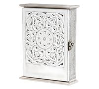 Zuxbolf Boite a Clef Decorative, Boîte à clés Murale en Bois Armoire à Clés en Bois Armoires à Clés en Design Rétro Creux avec 6 Crochets pour Entrée, Chambre, Couloir, Garages 27,3 x 19,7 x 7CM