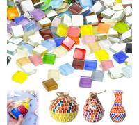 Zuxbolf Carreaux de Mosaïque Carrés, 1 x 1 CM Carreaux de Mosaique en Verre Tesselles Mosaique Loisir Creatif Tesselles en Verre Colorées pour Décoration Intérieure Bricolage, Environ 600 Pièces(500g)