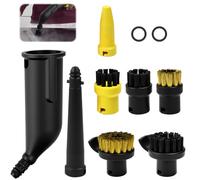 Zuxbolf Lot de 10 Accessoires pour Nettoyeur Vapeur Kärcher SC1 SC2 SC3 SC4 SC5, Kit Brosse Ronde et Embout Buse Accessoires avec Buse Allongée,Incurvée, Brosse Ronde, Buses à Joints, Sceau