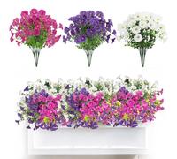 Zuxbolf Lot de 9 Fleurs Artificielles pour Balcon Exterieur, Bouquet de Fleurs Artificielles Exterieur en Plastique Resistant aux UV, Pétunia Artificielle pour Jardins, Balcons