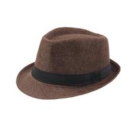 ZUXOCY Chapeau de soleil Fedoras à bord court pour homme classique années 1920 chapeau vintage avec bandes noires 8 couleurs unies, café, 2-8