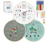 ZUYIST 3 Pièces Kit Broderie Debutant, Kit de Démarrage de Broderie avec Tambour Broderie, Patrons, Instruction, kit couture, Kit Démarrage Point de Croix Activité Manuelle Adulte pour DIY Art