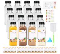ZUYIST Lot de 16 Bouteilles en Plastique Vides de 350 ml, Bouteilles de Jus en Plastique avec Couvercles Noirs Inviolables, Vides et Réutilisables pour Jus de Fruits Lait Smoothie Eau et Boissons