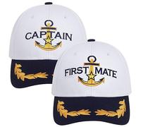 ZUYYON Lot de 2 chapeaux de capitaine et chapeau First Mate assortis pour skipper nautique nautique marin brodé, blanc, taille unique