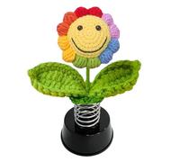 Zuzer Ornement Voiture Interieur Fleurs Dansantes,Tournesol au Crochet Décorations du Tableau de Bord Auto Accessoires Ornement Cadeau Homme Femme d'anniversaire, de Noël, de Nouvel