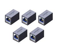 ZUZONG Lot de 5 coupleurs Ethernet RJ45 de 10 Go, coupleur de ligne 10 Gbit/s pour câble Ethernet Cat8/Cat7/Cat6a/Cat6/Cat5e/Cat5 pour modem PC routeur PS5 Xbox femelle vers femelle