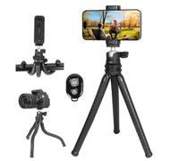 ZUZUXI Trépied flexible pour téléphones et appareils photo, mini trépied de téléphone avec télécommande et support de téléphone pour enregistrement vidéo, compatible avec iPhone GoPro Insta360 X5 DJI