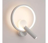 ZVALIEVYE Applique Murale À Led, Lampe de Chevet, Lampe de Lecture, Appliques Câblées Réglables, Lampe Murale Moderne À Anneau Avec Projecteur, Luminaires Muraux 11 W Pour Salon, Chambre À Coucher/Bla