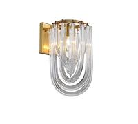ZVALIEVYE Applique Murale Américaine Simple En Cuivre, Applique Muralence En Cristal de Cuivre, Abat-Jour Coudé En Verre, Applique Murale D'Intérieur, Décoration de Chambre, Applique Murale, Couloir,