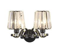 ZVALIEVYE Applique Murale En Cristal de Style Européen À 2 Lumières, Lampe Murale En Verre, Décoration D'Intérieur Moderne, Lampe de Chevet Pour Chambre À Coucher, Pour Salon, Couloir, Luminaire de Sa