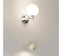 ZVALIEVYE Applique Murale En Verre Globe Applique Murale À Led Chromée Applique Murale Moderne Lampe Avec Boule En Verre Blanc Appliques Murales de Salon Appliques Murales de Chambre À Coucher Lèche-M