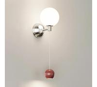 ZVALIEVYE Applique Murale En Verre Globe Applique Murale À Led Chromée Applique Murale Moderne Lampe Avec Boule En Verre Blanc Appliques Murales de Salon Appliques Murales de Chambre À Coucher Lèche-M