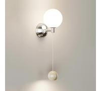 ZVALIEVYE Applique Murale En Verre Globe Applique Murale À Led Chromée Applique Murale Moderne Lampe Avec Boule En Verre Blanc Appliques Murales de Salon Appliques Murales de Chambre À Coucher Lèche-M