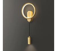ZVALIEVYE Applique Murale Minimaliste Tout En Cuivre, Applique Murale Led Moderne Et Minimaliste, Lampe de Chevet de Chambre À Coucher, Luminaire Décoratif de Luxe, Applique Murale D'Arrière-Plan/Or