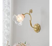 ZVALIEVYE Applique Murale Moderne En Laiton, Abat-Jour En Verre En Forme de Fleur, Applique Murale Élégante, Applique Nordique Pour Tête de Lit, Salon, Chambre À Coucher, Chevet/B