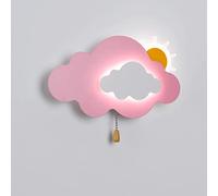 ZVALIEVYE Applique Murale Moderne Minimaliste En Forme de Nuage Et de Soleil, Lampe de Chevet Luxueuse En Fer, Style Dessin Animé, Protection Des Yeux, Luminaire Mural À Led Pour Chambre D'Enfant/Rose