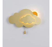 ZVALIEVYE Applique Murale Moderne Minimaliste En Forme de Nuage Et de Soleil, Lampe de Chevet Luxueuse En Fer, Style Dessin Animé, Protection Des Yeux, Luminaire Mural À Led Pour Chambre D'Enfant/Or