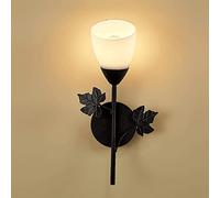 ZVALIEVYE Applique Murale Postmoderne En Fer Forgé, Luminaires Muraux À Led À Tête Simple Et Double Pour Chambre À Coucher, Appliques Murales Pour Couloir, Allée, Escalier/Tête Simple Noire