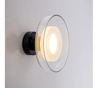 ZVALIEVYE Applique Murale Ronde En Verre, Applique Murale/Plafonnier À Led, Lampe Murale En Métal Noir, 20 W, Luminaire Proche Du Plafond, Appliques Murales D'Intérieur, Appliques Murales Pour Salon,