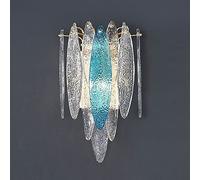 ZVALIEVYE Appliques Murales de Luxe Modernes En Verre Bleu Ciel, Appliques Murales Pour Couloir, Chambre À Coucher, Chevet, Salon, Arrière-Plan, Luminaires Muraux, Lumière Tricolore, E14, Lumière Déco