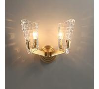 ZVALIEVYE Appliques Murales D'Intérieur de Luxe En Cuivre, Lampe Murale En Cristal, Lampes de Chevet de Chambre À Coucher Postmodernes, Luminaires Muraux de Salon Nordiques E27 * 1/* 2 Lumières Décora