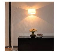 ZVALIEVYE Standing Tall Lamps Adjustable Iron Floor Lamp Fabric Lampshade Long Arm Fishing Floor Light Living Room Bedroom Marble Base Standing Light Reading Light/Bawhite/Push Button