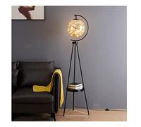 ZVALIEVYE Standing Tall Lamps Black Tripod Floor Lamp With Shelves & Glass Lampshade Led Standing Lamp Floor Light For Office Living Room Bedroom Reading Light/Baamber Lampshade/A