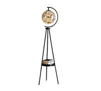 ZVALIEVYE Standing Tall Lamps Black Tripod Floor Lamp With Shelves & Glass Lampshade Led Standing Lamp Floor Light For Office Living Room Bedroom Reading Light/Aasoot Lampshade/A