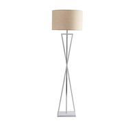 ZVALIEVYE Standing Tall Lamps Iron Floor Lamp Fabric Lampshade Standing Reading Lamp Floor Light For Living Rooms Bedroom Office Standing Lamp Reading Light/White+Linen/45 * 157Cm
