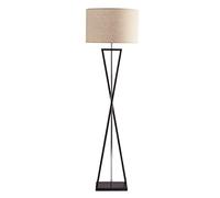 ZVALIEVYE Standing Tall Lamps Iron Floor Lamp Fabric Lampshade Standing Reading Lamp Floor Light For Living Rooms Bedroom Office Standing Lamp Reading Light/Black+Linen/45 * 157Cm