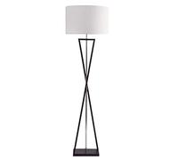 ZVALIEVYE Standing Tall Lamps Iron Floor Lamp Fabric Lampshade Standing Reading Lamp Floor Light For Living Rooms Bedroom Office Standing Lamp Reading Light/Black+White/45 * 157Cm