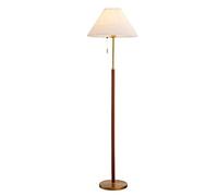 ZVALIEVYE Standing Tall Lamps Iron Floor Lamp Pleated Fabric Retro Vertical Floor Light For Bedrooms,Walnut And Brassd Perfectly Standing Light Reading Light/White+Walnut/45 * 161Cm