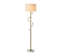 ZVALIEVYE Standing Tall Lamps Led Nordic Creative Floor Lamp With Hook Linen Lampshade Floor Light For Living Room Bedroom Marble Base Standing Lamp Reading Light