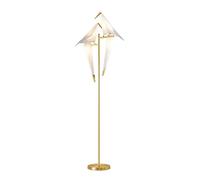 ZVALIEVYE Standing Tall Lamps Nordic Creative Bird Floor Lamp Acrylic Lampshade Floor Light For Living Room Bedroom Paper Crane Bird Standing Lamp Led Reading Light/Double Head/Warm Light