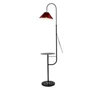 ZVALIEVYE Standing Tall Lamps Nordic Iron Floor Lamp With Shelves Pleated Lampshade Floor Light For Living Room Bedroom Bedside Marble Base Standing Lamp Reading Light/Bablack+Red/A