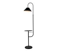 ZVALIEVYE Standing Tall Lamps Nordic Iron Floor Lamp With Shelves Pleated Lampshade Floor Light For Living Room Bedroom Bedside Marble Base Standing Lamp Reading Light/Aablack+K Green/A