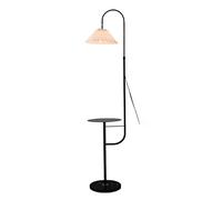 ZVALIEVYE Standing Tall Lamps Nordic Iron Floor Lamp With Shelves Pleated Lampshade Floor Light For Living Room Bedroom Bedside Marble Base Standing Lamp Reading Light/Cablack+White/A