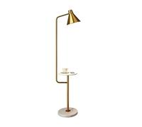 ZVALIEVYE Standing Tall Lamps Nordic Marble Led Floor Lamp With Shelves Wrought Iron Lampshade Floor Light Home Standing Lamp Decor Living Room Bedroom Reading Light/Aold/A