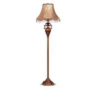 ZVALIEVYE Standing Tall Lamps Vintage Resin Floor Lamp Antique Standing Lamp With Fabric Shade Classic E27 Socket Floor Light For Living Room Reading Light/A/Remote Control