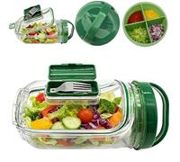 ZVD Bocal à Salade Avec Ouverture LatéRale Et Fourchette, RéCipient De Conservation Anti-Fuite Pour Le DéJeuner Avec Gobelet à Vinaigrette, Récipient À Pour Déjeuner, Fruits (Vert)